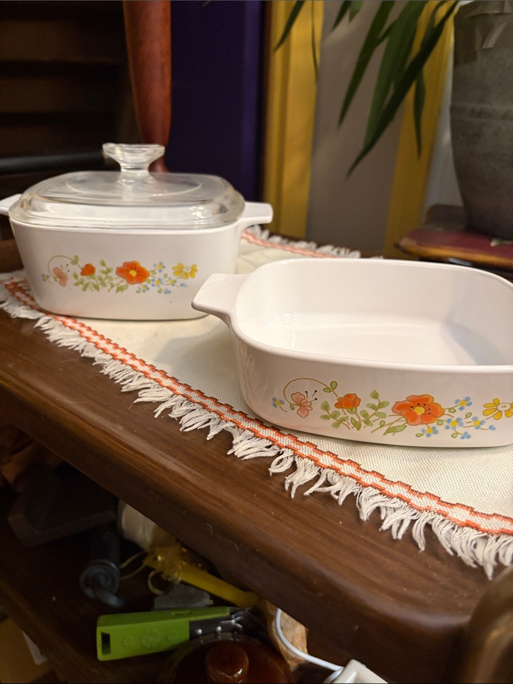 Vintage Corning Ware Wildflower Casserole Dishes 1.5L & 1L Set With Lid